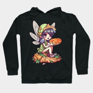 Kawaii Fairy & Pizza Funny Food Retro Japonese Anime Hoodie